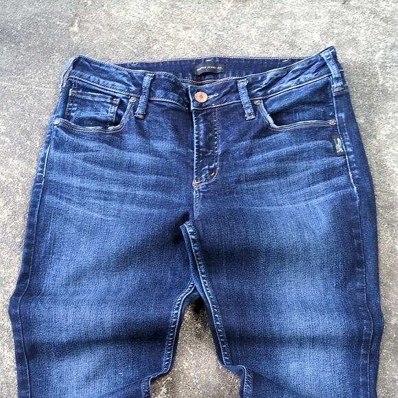 Silver Jeans Womens 32 Blue Pants Avery Skinny Crop Stretch Dark Denim - Picture 2 of 8